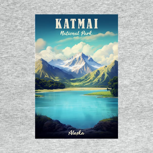 Katmai National Park Travel Poster by GreenMary Design